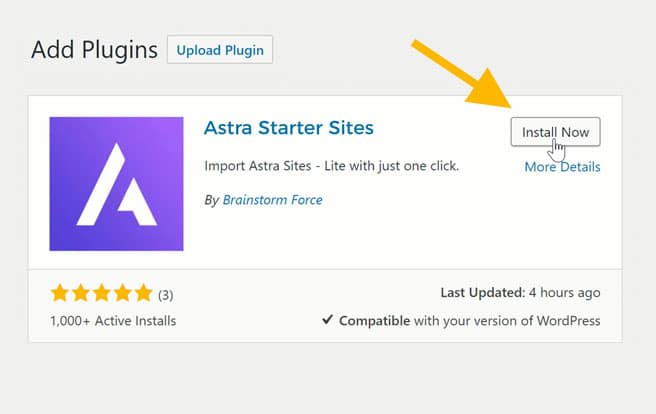 Astra Plugin Installing