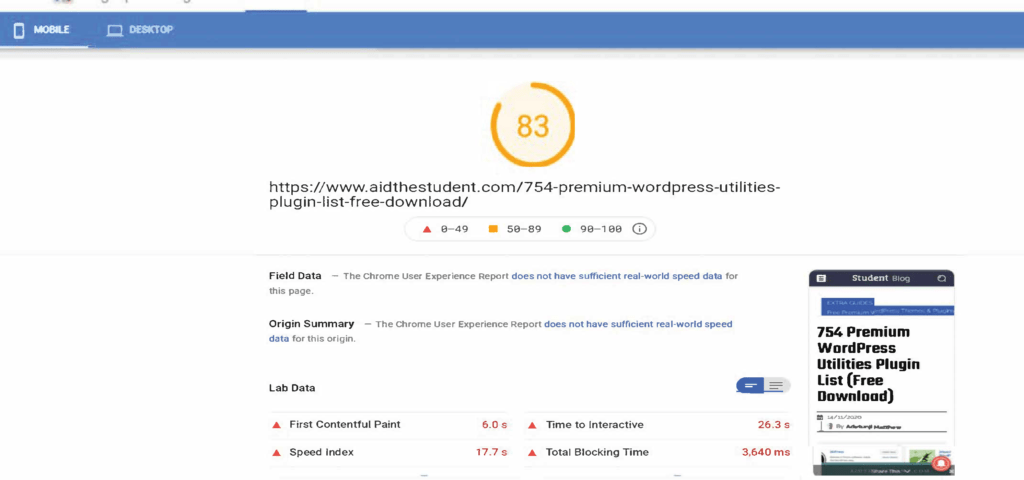 Cloudways Aidthestudent Pagespeed Insight Mobile