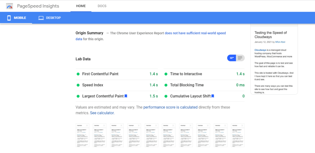 Cloudways Core Web Vitals