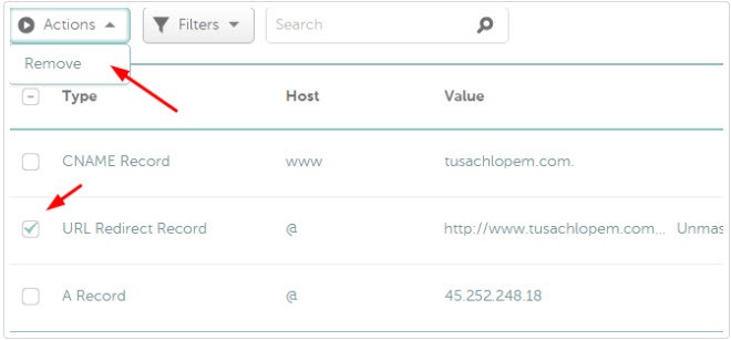 Remove Url Redirect Record On Namecheap