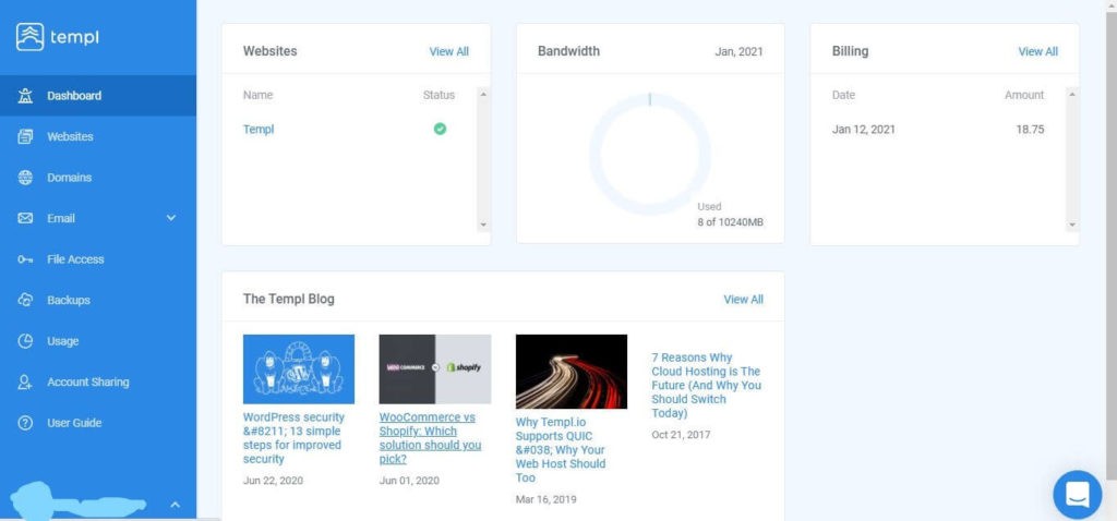 Templ dashboard