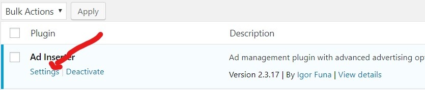 Ad Inserter Plugin Setting