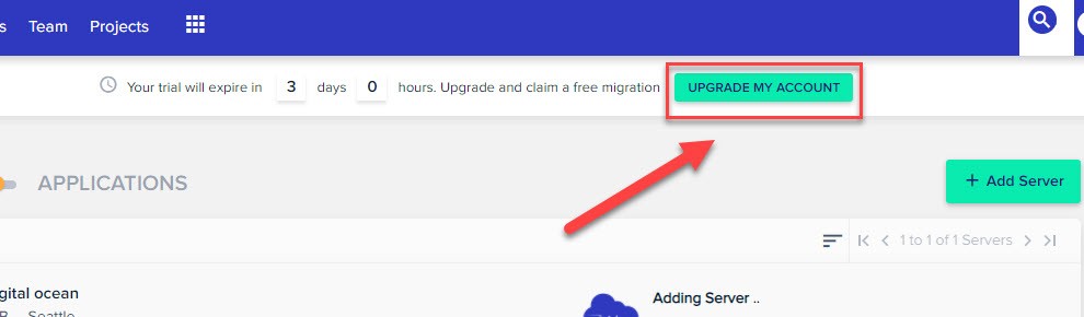 cloudways accout upgrade