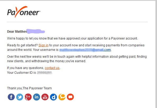 Payoneer Email