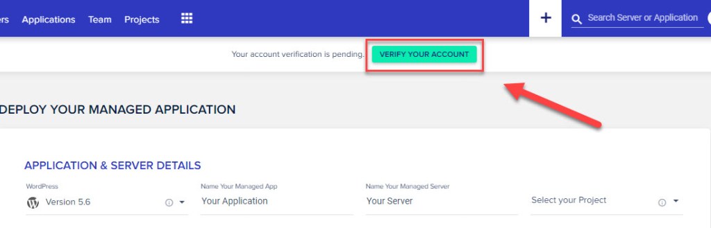 verify your account on cloudways