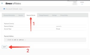 Fiverr Affliate Edit Payment Details