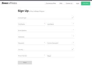 fiverr affliate signup