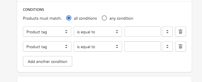 Shopify Conditions