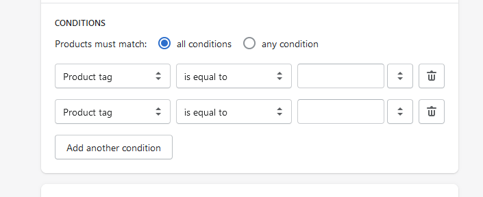 shopify conditions