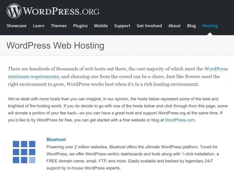 Wordpress Recommended Hosting